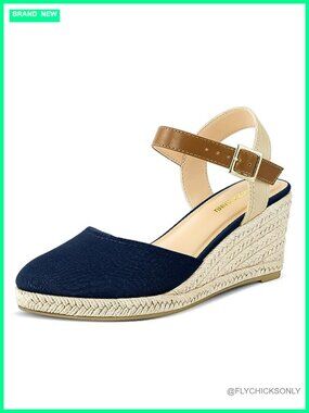 Espadrille Low Wedge Sandals Buckle Ankle Strap Closed Toe Summer Shoes